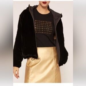 ARMANI EXCHANGE Black Reversible bomber Teddy Jacket with pockets